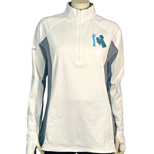 Sport-Tek Womens Sz L 1/4 Zip Athletic Pullover Top Stretchy Wyoming Bronco Logo